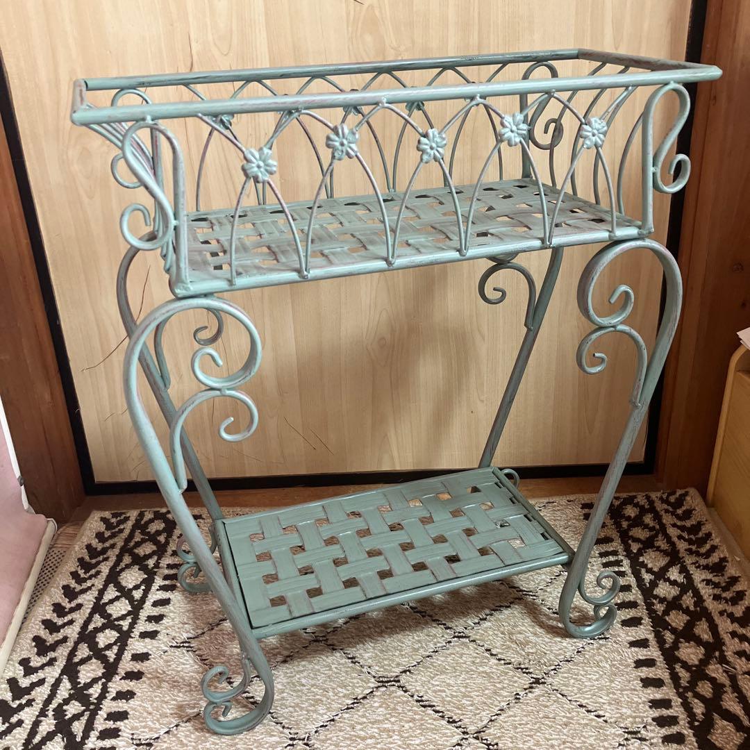 アンティーク風　フラワースタンド　花台　2段　バスケット　プランター　サイド　小