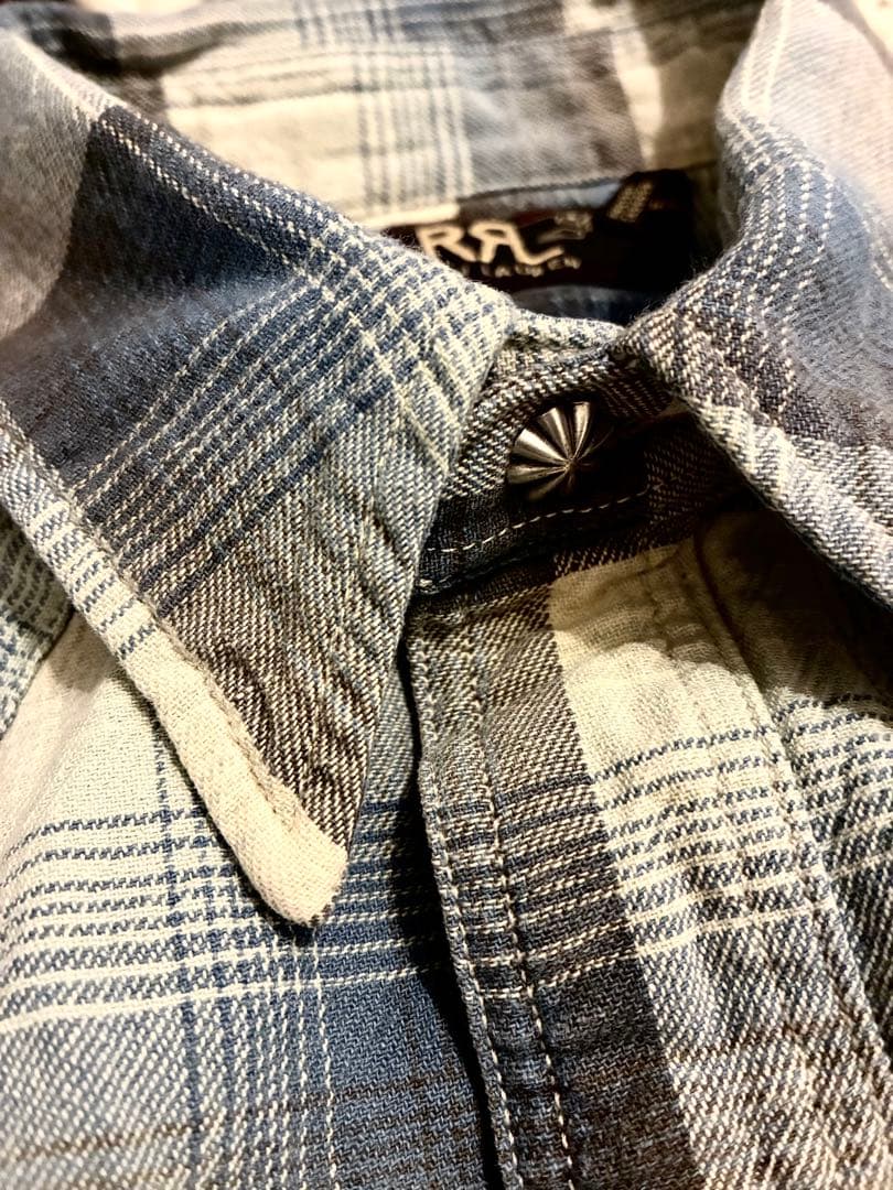 希少 美品 RRL オンブレチェック ウエスタンシャツ コンチョボタン XS