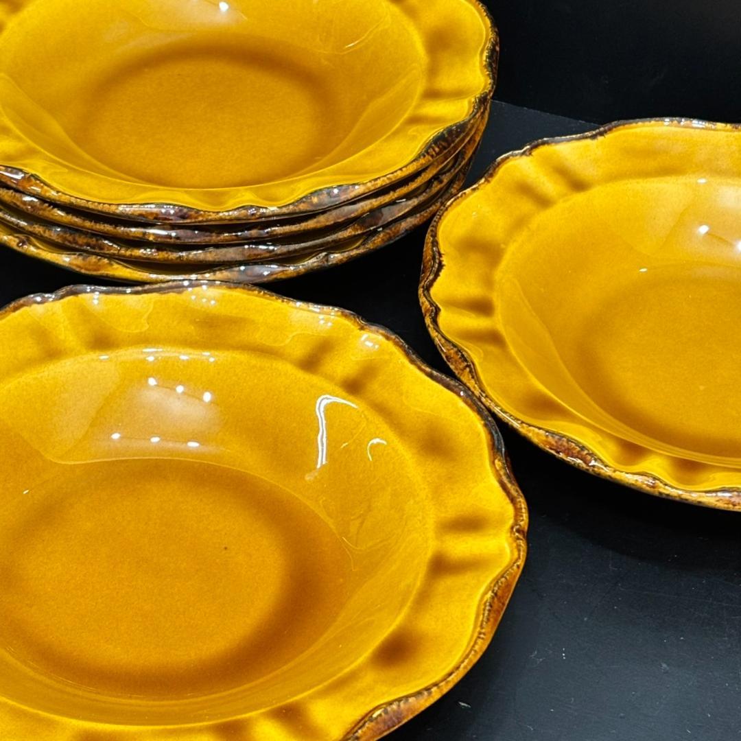 ファイアンス オート プロヴァンス はちみつ色 陶器皿 6枚 MH049