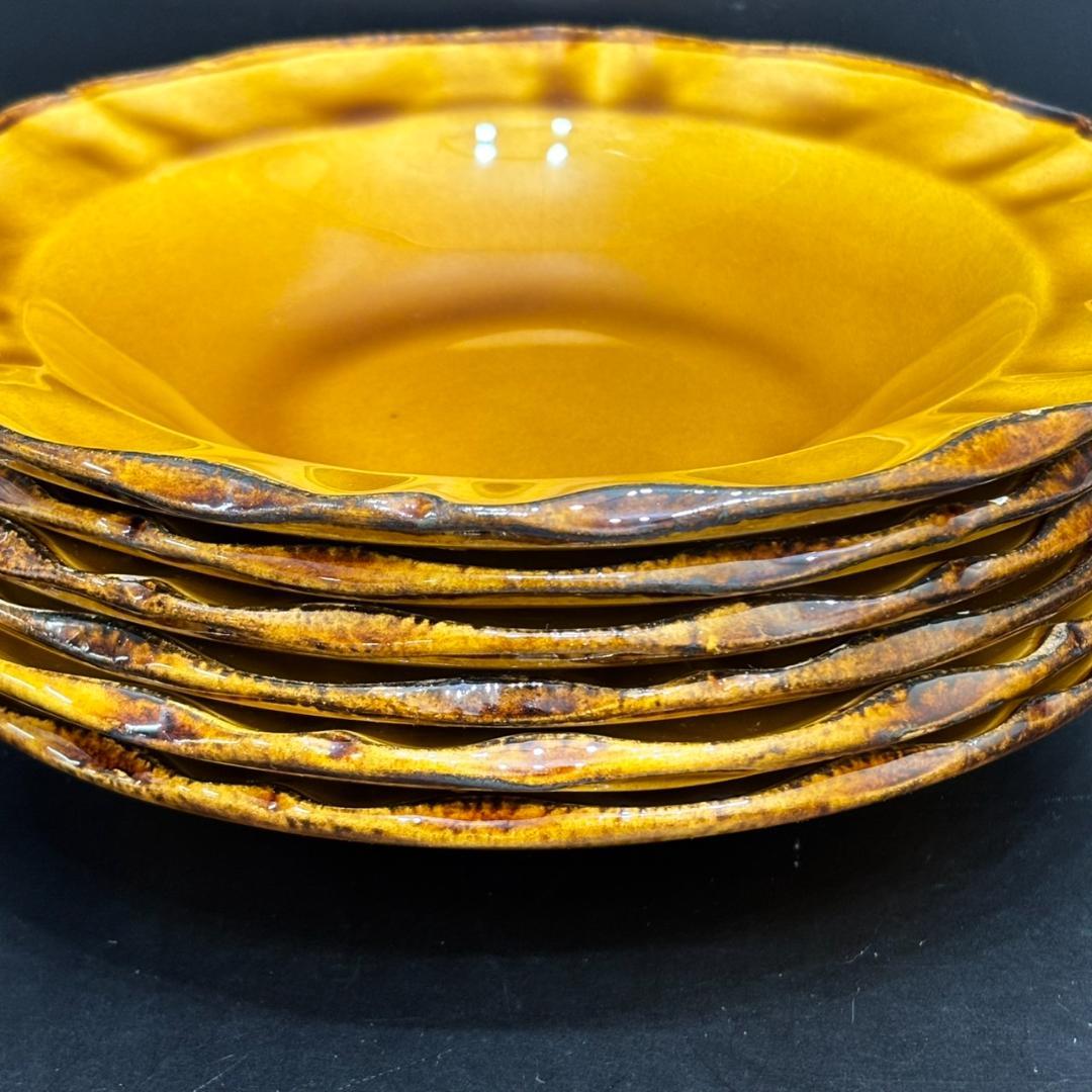 ファイアンス オート プロヴァンス はちみつ色 陶器皿 6枚 MH049