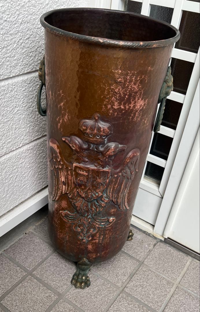 銅製傘立て ライオンノッカー　猫脚　アンティーク