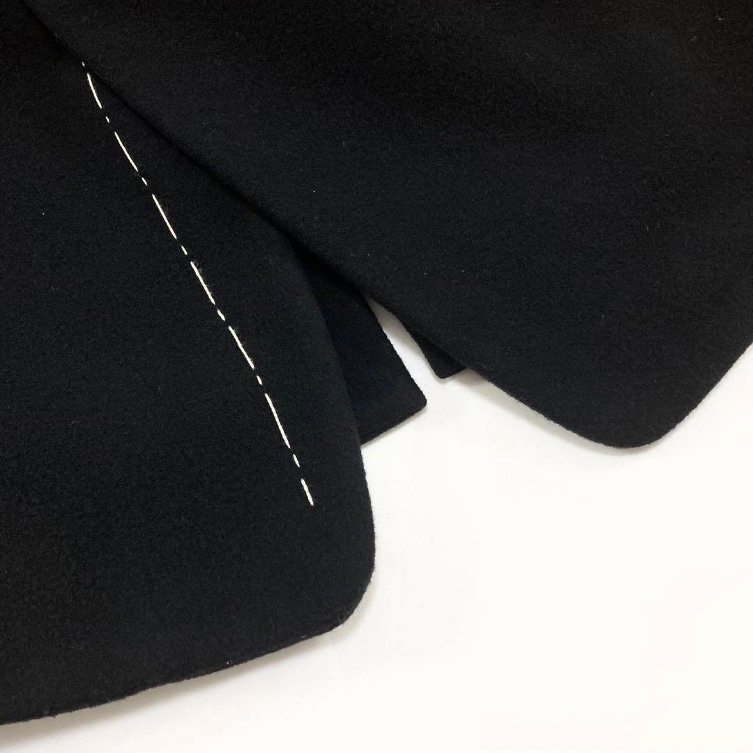 鴨Y's 18AW メルトンウール ステッチ チェスターコート 黒1