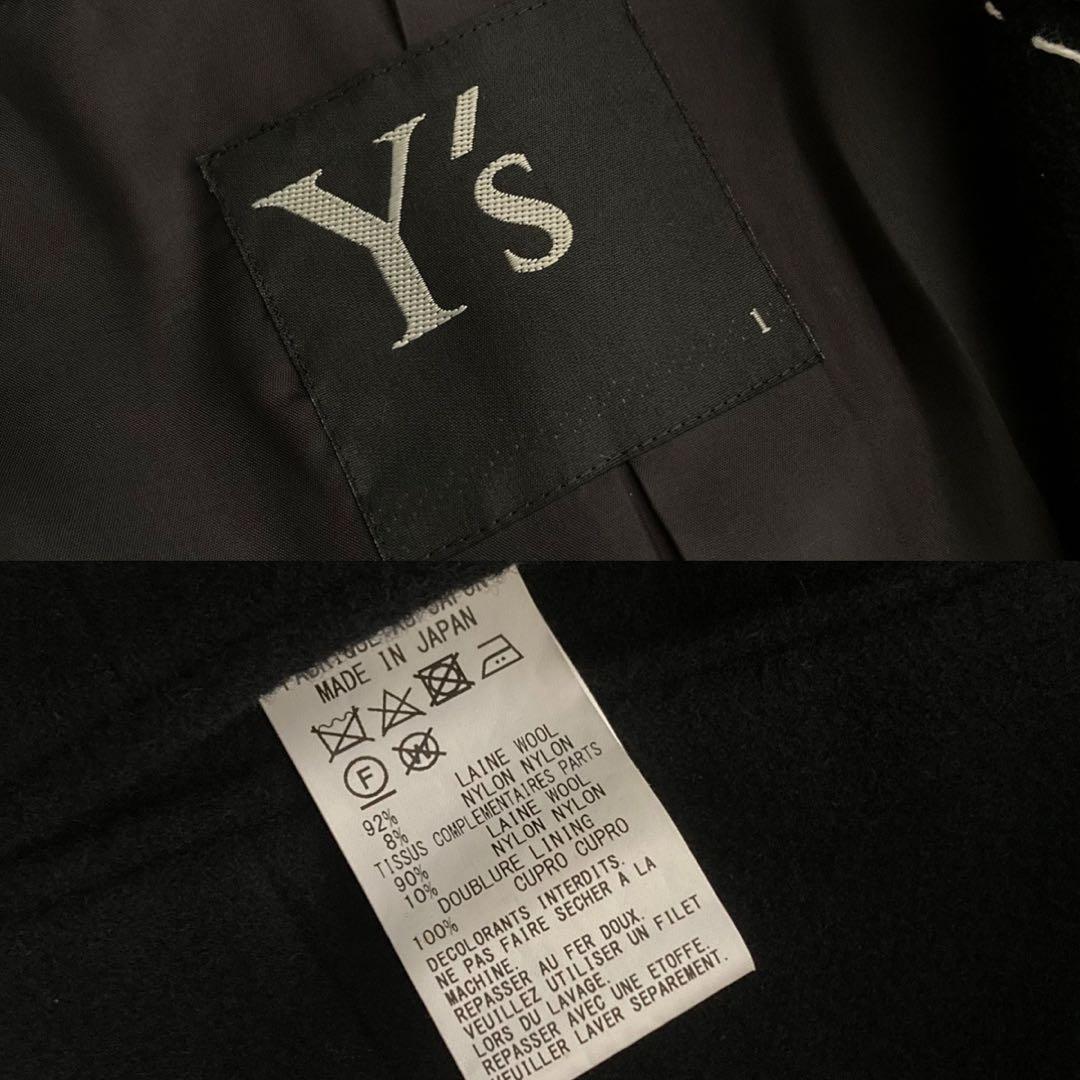 鴨Y's 18AW メルトンウール ステッチ チェスターコート 黒1