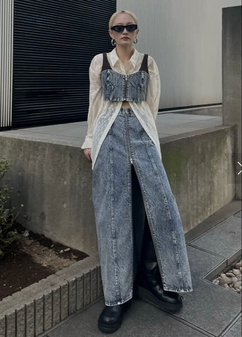 【セット売り】RIB MIX DENIM SKIR T &ビスチェ
