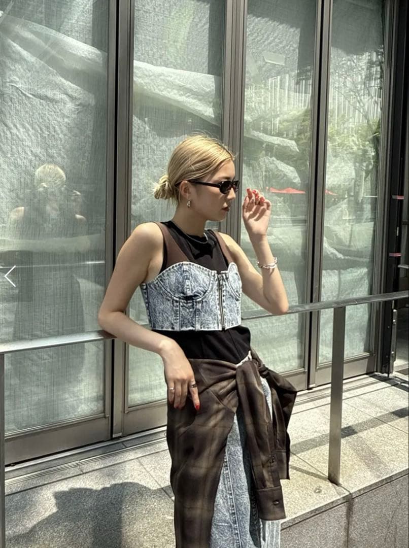 【セット売り】RIB MIX DENIM SKIR T &ビスチェ