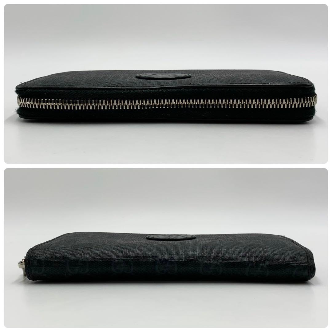 美品 GUCCI グッチ サイフ 財布 GGスプリーム ラウンドジップ 黒