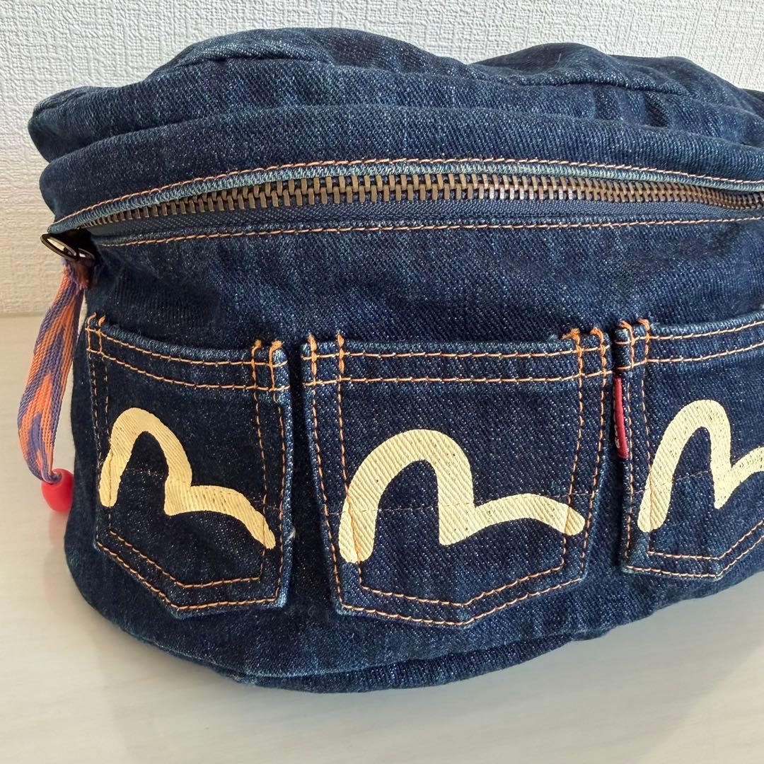 エヴィス　ウエストポーチ　ボディバッグ　デニム　インディゴ　5連カモメ