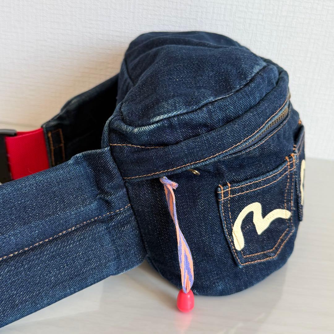 エヴィス　ウエストポーチ　ボディバッグ　デニム　インディゴ　5連カモメ