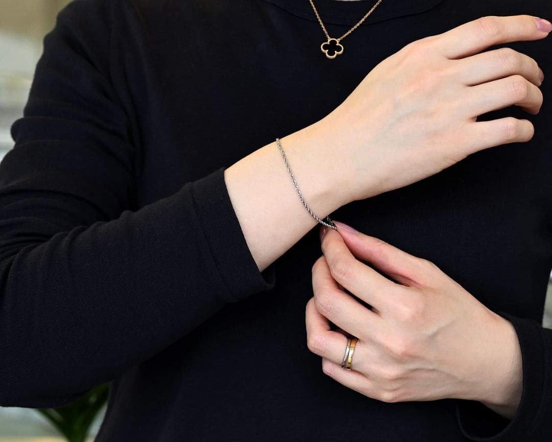 新品 Pt850 プラチナ パイプロープブレスレット幅2.0mm長さ17cm