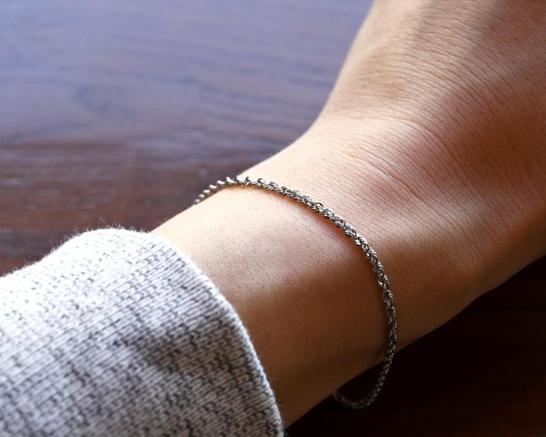 新品 Pt850 プラチナ パイプロープブレスレット幅2.0mm長さ17cm