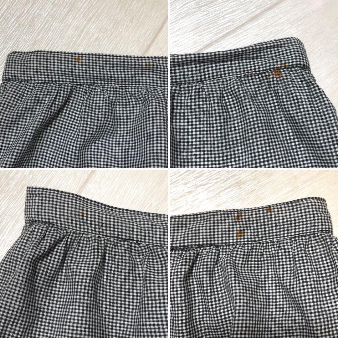 ピンクハウス 白×黒 チェック柄 ローズ刺繍 レース パッチワーク スカート