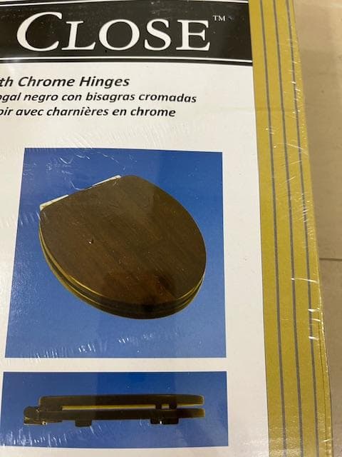 デザイナー EZ クローズ ブラック ウォールナット木製丸型便座