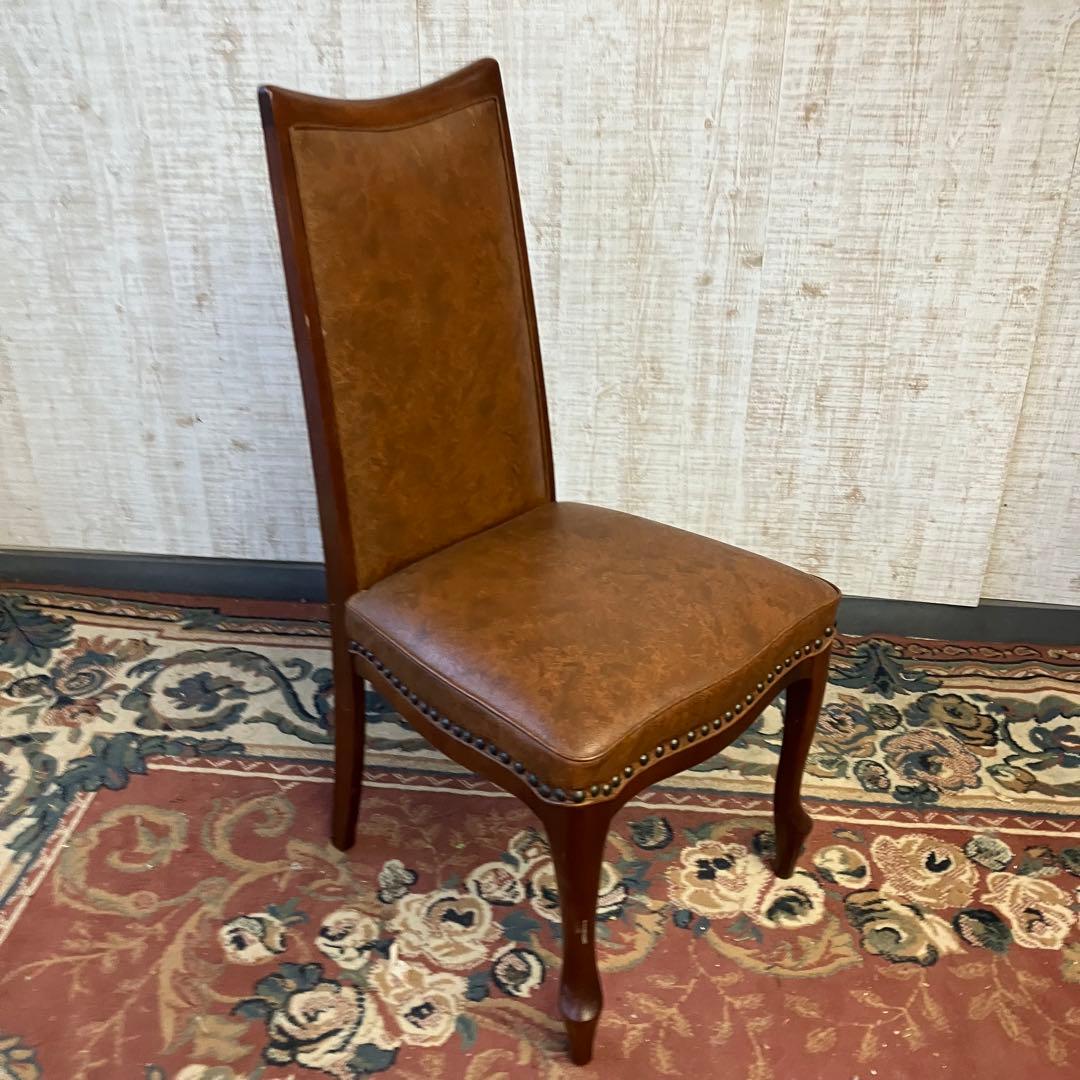 ⑤北欧レトロ マルニ木工 木製椅子 鋲打ちダイニングチェア ロビーチェア 古家具