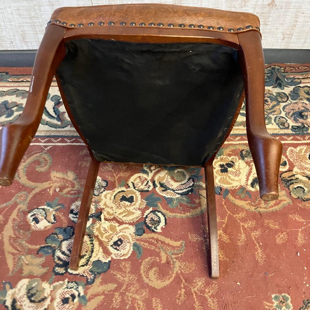 ⑤北欧レトロ マルニ木工 木製椅子 鋲打ちダイニングチェア ロビーチェア 古家具