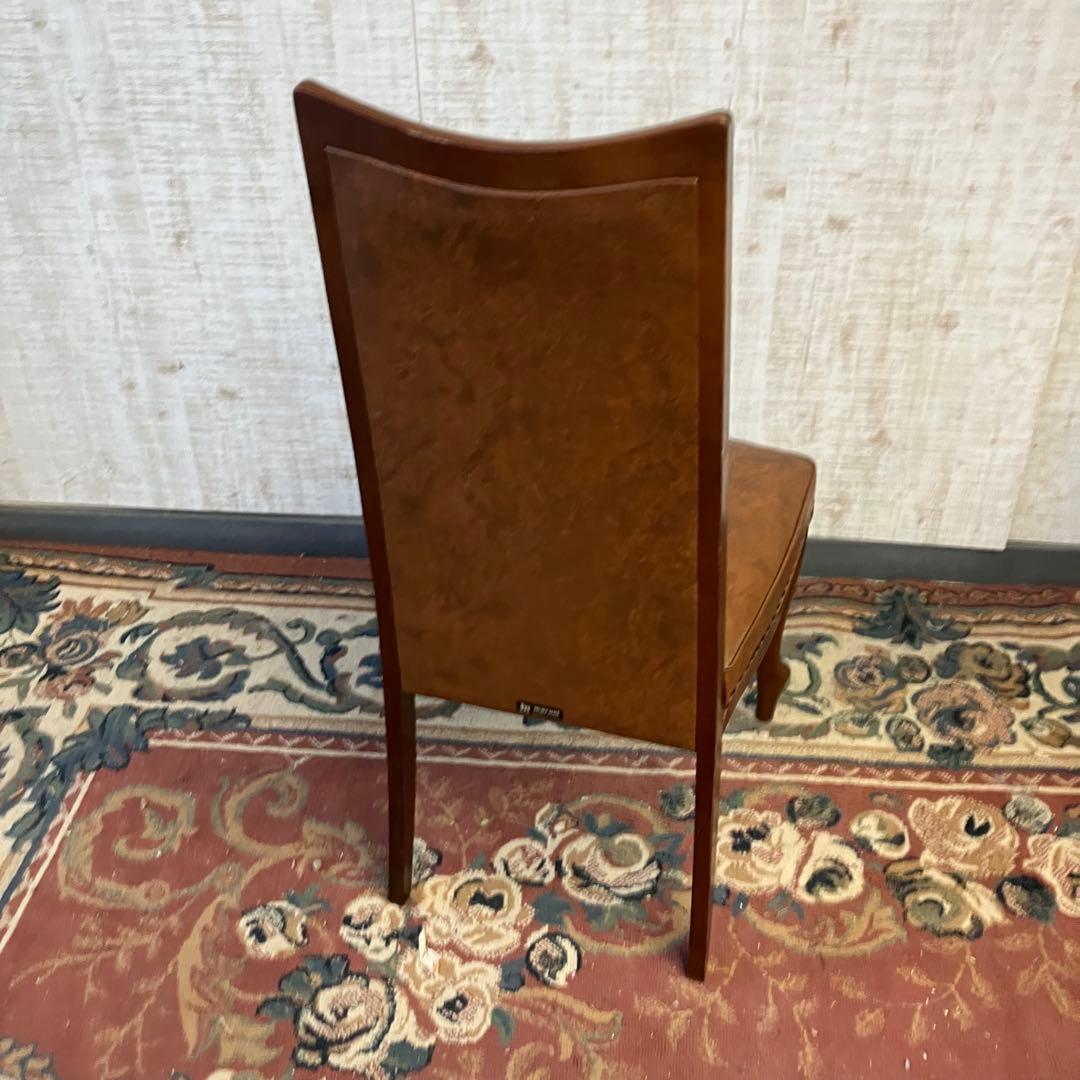 ⑤北欧レトロ マルニ木工 木製椅子 鋲打ちダイニングチェア ロビーチェア 古家具