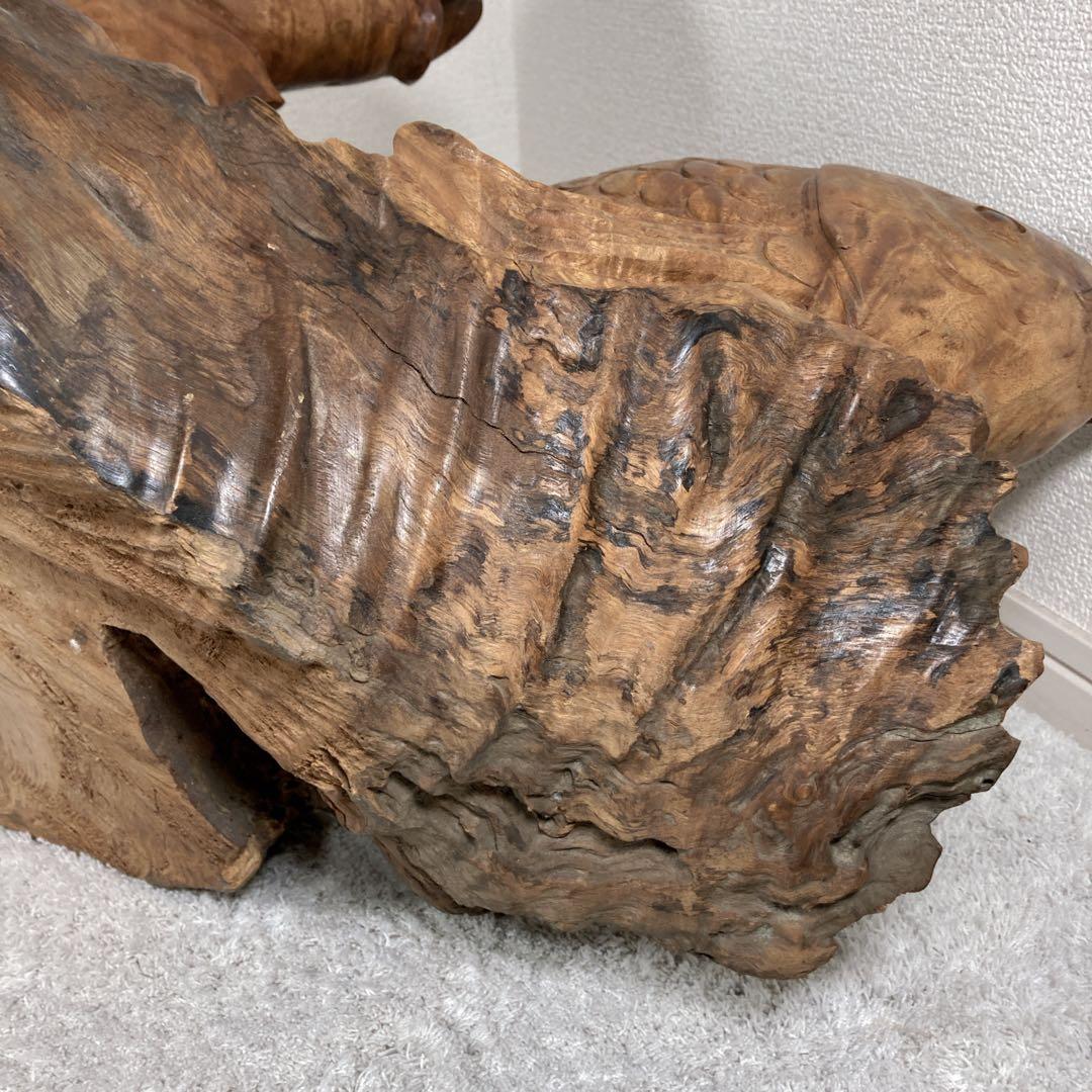 木彫り　鯉　carp fish レトロアンティーク　置物