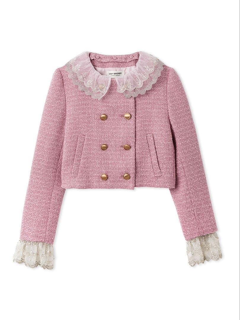 ［L.B CANDY STOCK]スカラップビジューアタッチドジャケット