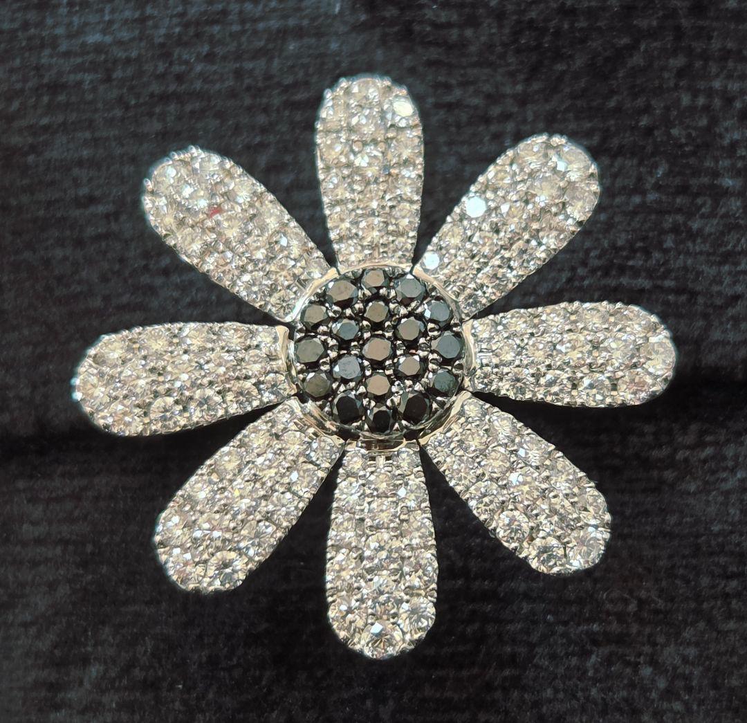 ミオハルタカ マーガレット ブラックダイヤ・ダイヤ フラワーリング 11号