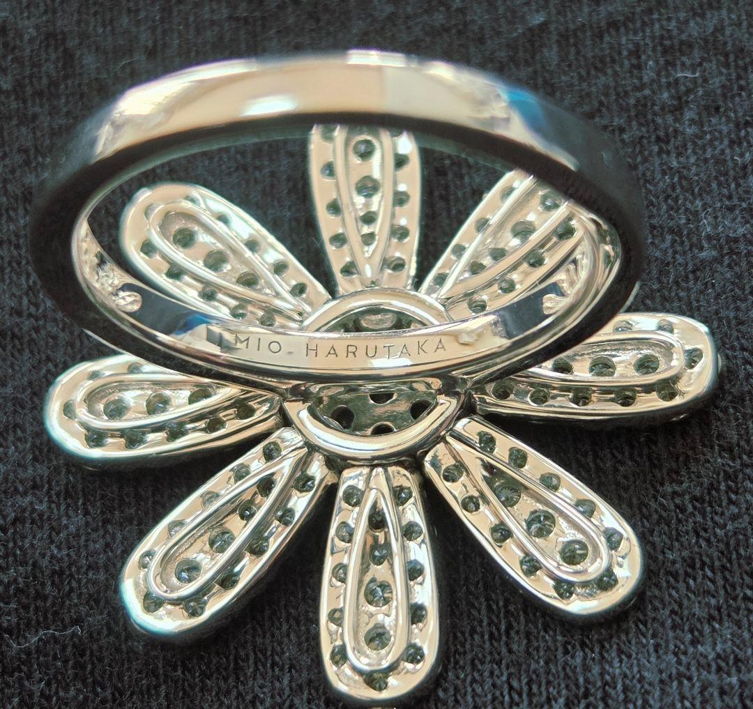 ミオハルタカ マーガレット ブラックダイヤ・ダイヤ フラワーリング 11号