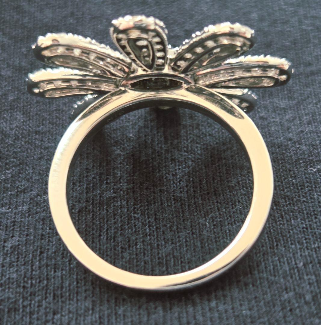 ミオハルタカ マーガレット ブラックダイヤ・ダイヤ フラワーリング 11号