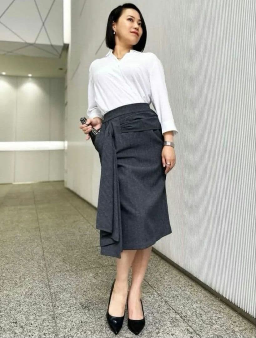 【美品】Serpentina ドレープテールスカート　Lサイズ　グレー