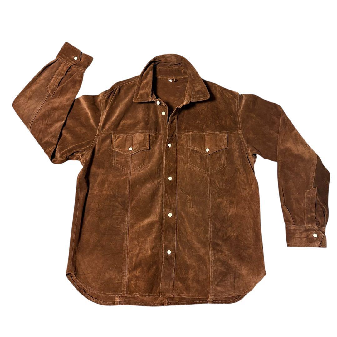 おざわ ヴィンテージ 本革スエードレザー シャツジャケット XLウエスタン