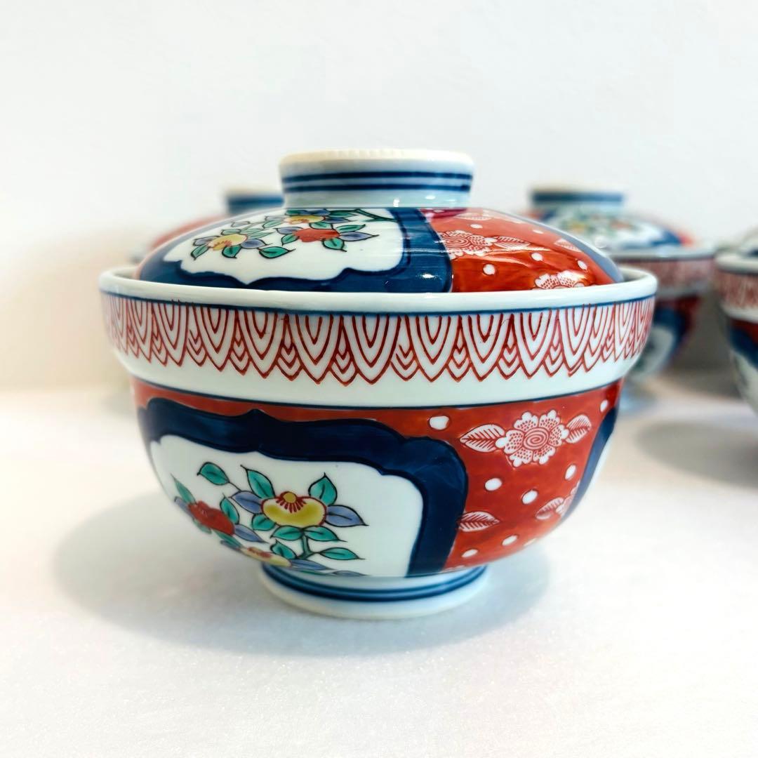 ⭐️ 有田焼 掛ノ谷窯 染付色絵 円菓子碗揃 ５客 美品 ⭐️