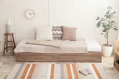 【セミシングル】ヘッドレス収納付きベッド【フレームのみ】