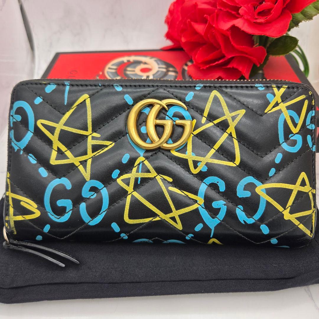 【希少】 GUCCI グッチ 長財布 財布 ゴースト マーモント キルティング