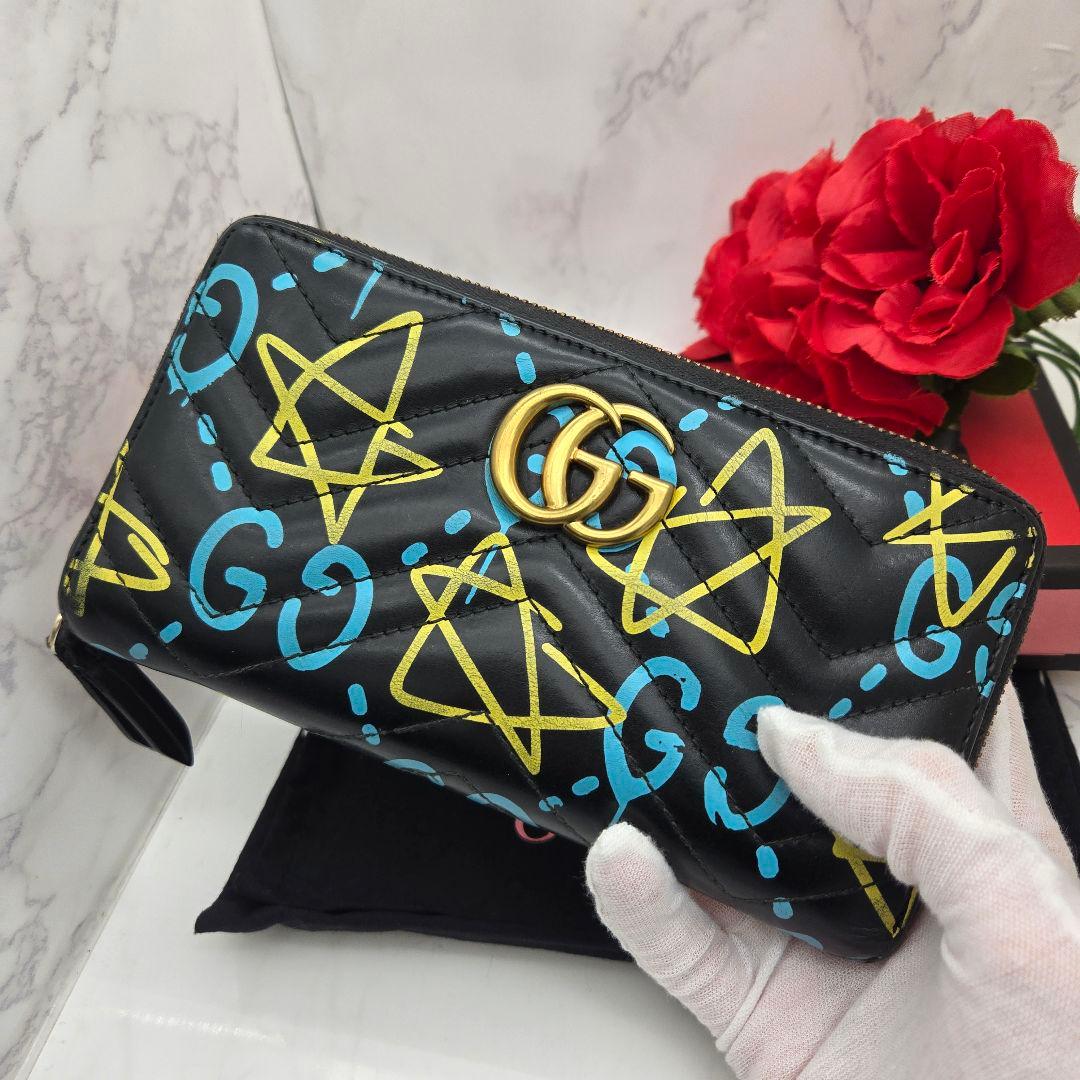 【希少】 GUCCI グッチ 長財布 財布 ゴースト マーモント キルティング