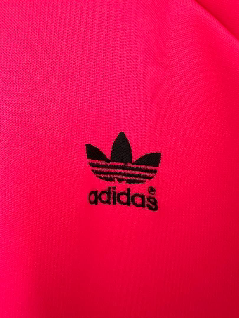 激レア　80S アディダス トラックジャケット 刺繍ロゴ ピンク ブラック L