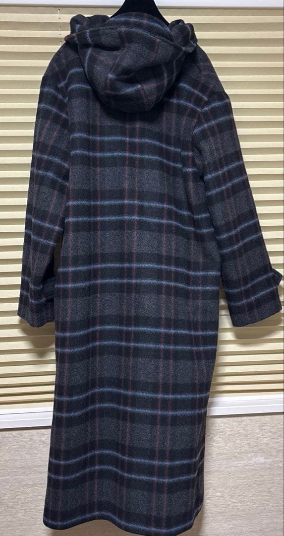 メゾンレネー　チェック　フード　ロングコート