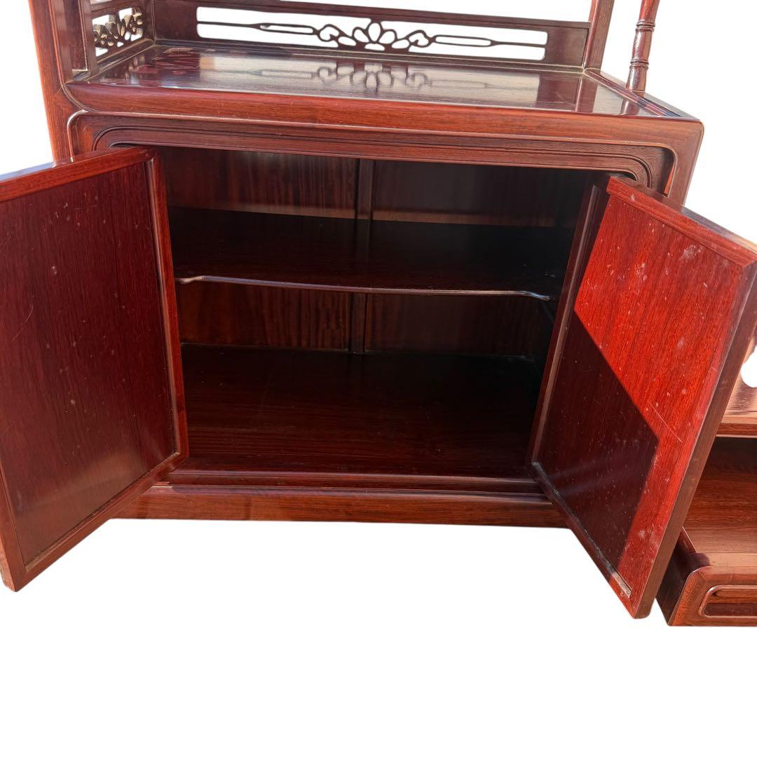 唐木家具 飾り棚 和モダン 違い棚 収納付き 昭和レトロ