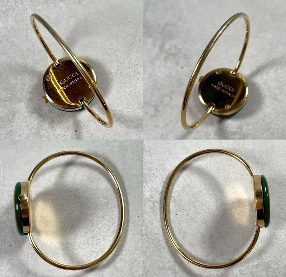 新品電池グッチ チェンジベゼル 金メタルブレスレット クォーツ腕時計 稼働品