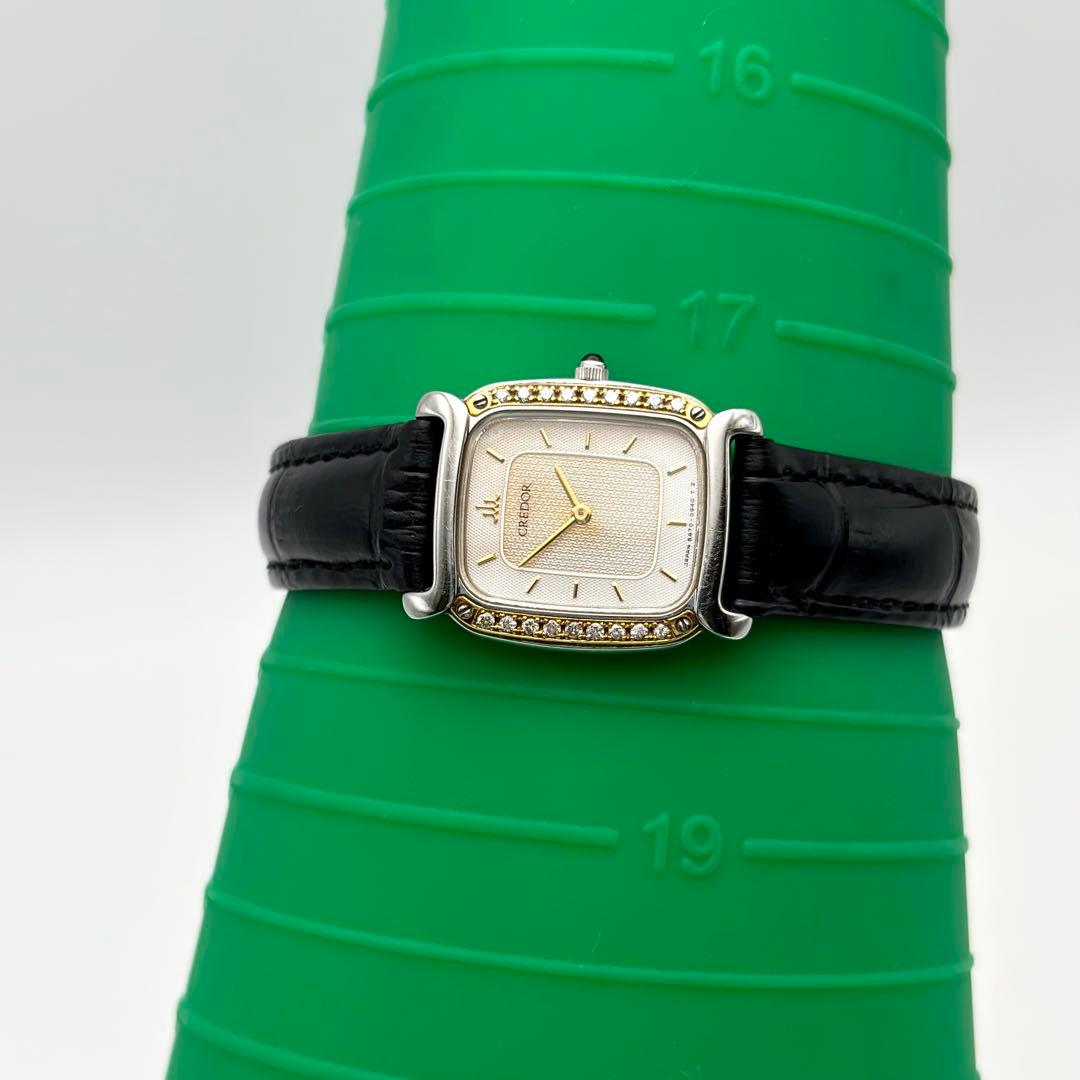 希少✨ SEIKO クレドール 腕時計 メンズ 18K ダイヤベゼル スクエア