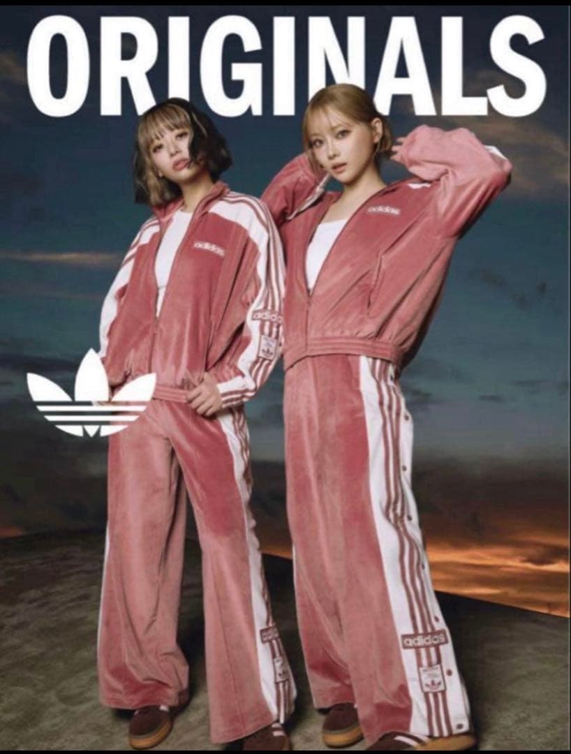美品！adidas ピンク ベロアジャージ　ボトムのみ