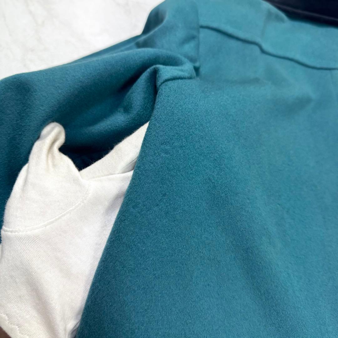 イヴサンローラン ウール ベロア マキシ丈 ロングコート ターコイズブルー M