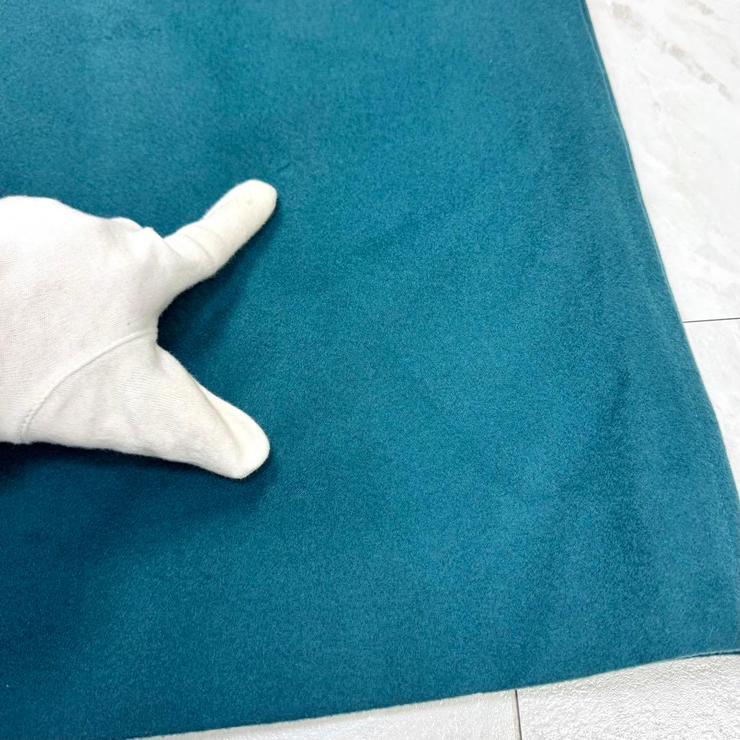 イヴサンローラン ウール ベロア マキシ丈 ロングコート ターコイズブルー M