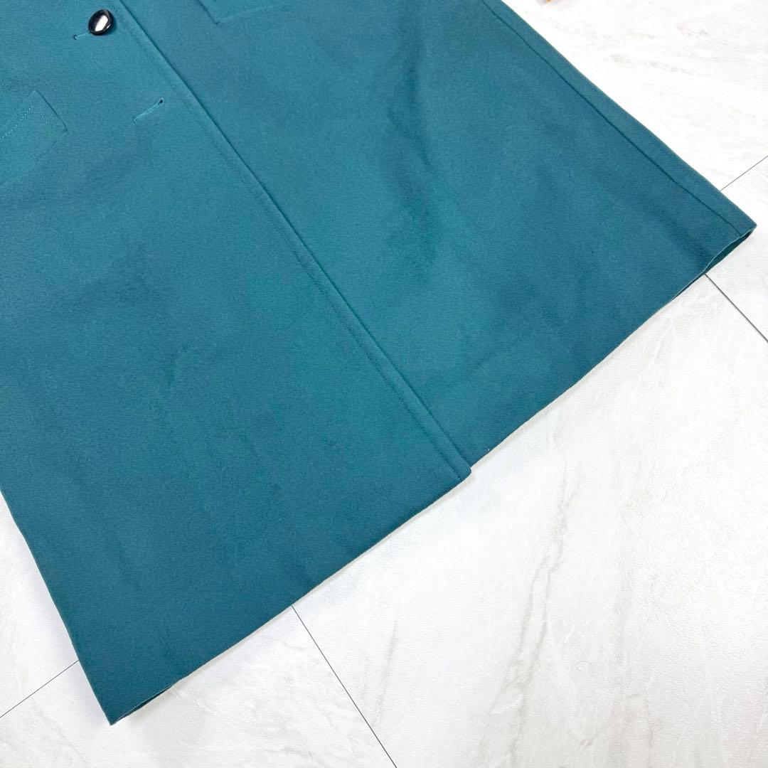 イヴサンローラン ウール ベロア マキシ丈 ロングコート ターコイズブルー M