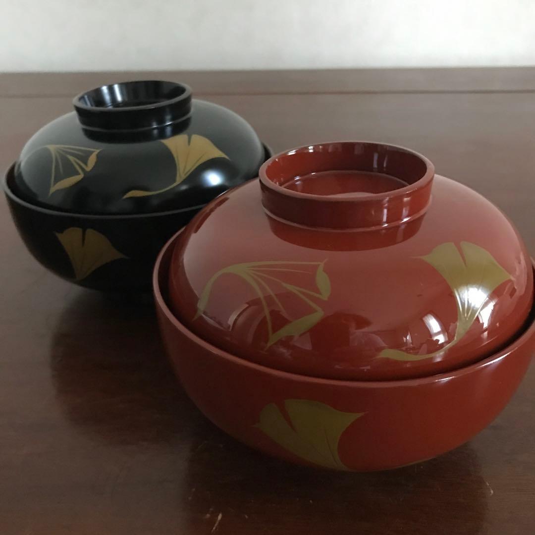 新品　うるみ工芸　浄法寺塗　天然木　イチョウ　夫婦椀