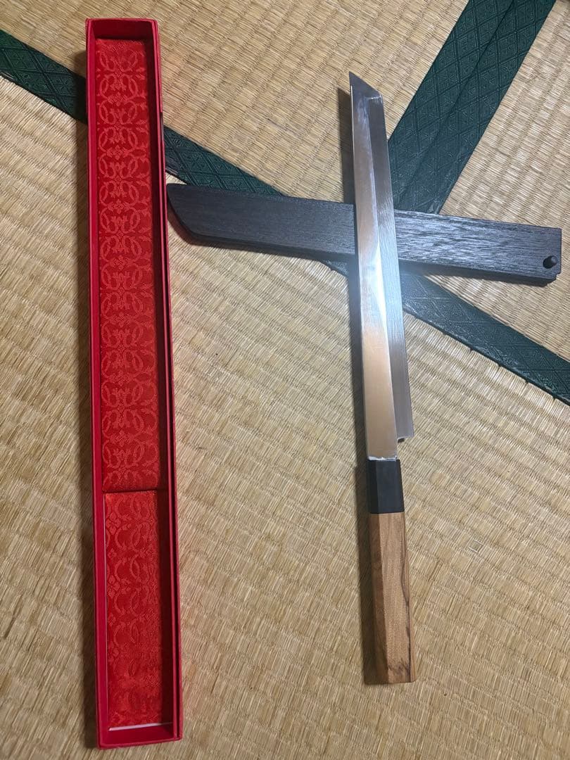 先丸刺身包丁　鏡面仕立　刃渡り約27㎝　化粧箱付