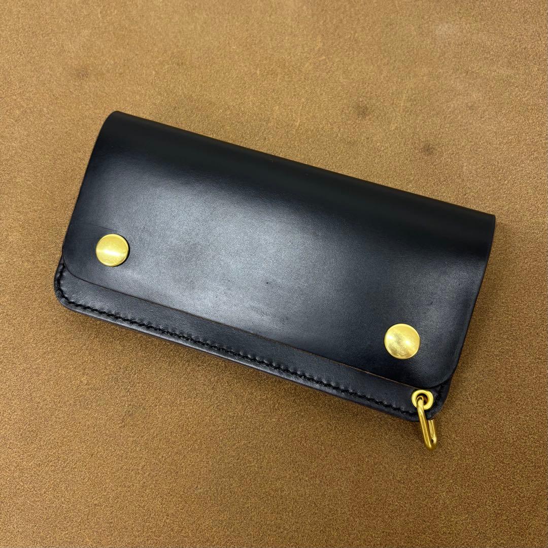 クロムエクセル　トラッカーウォレット　黒　茶心　3層　タロン　HORWEEN