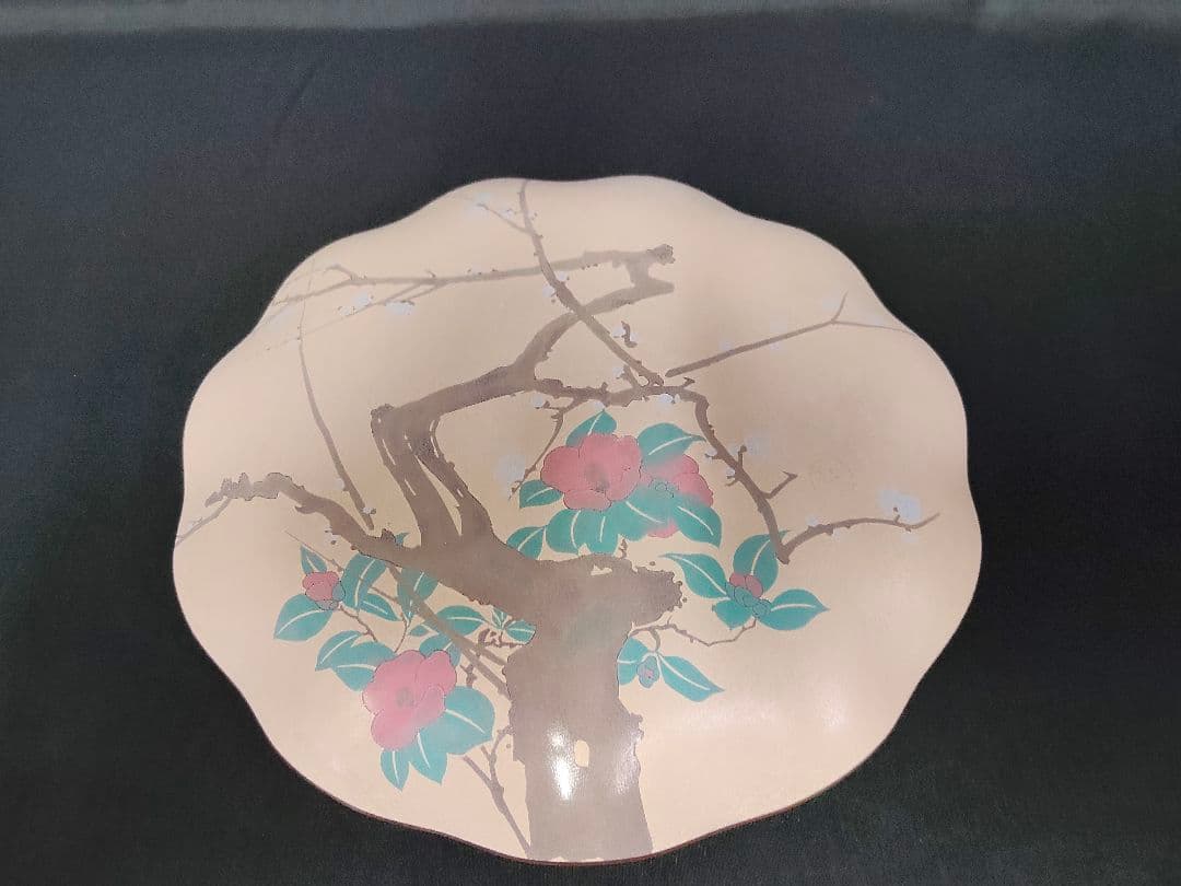 ​【未使用】京漆器 象彦 光琳 梅椿図 菓子鉢 飾り皿 共箱付き