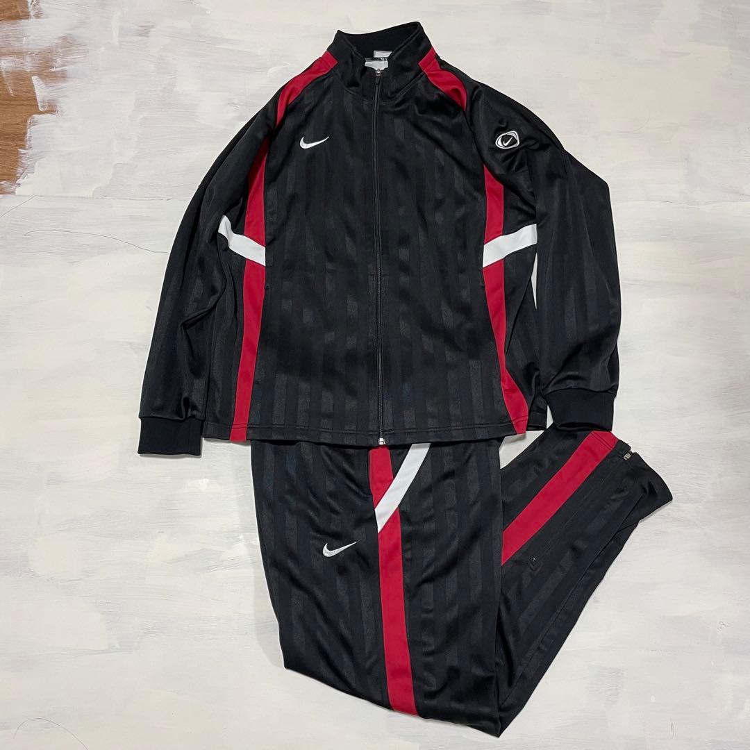 美品　00s NIKE ジャージ　セットアップ　黒×赤　ブラック　XL