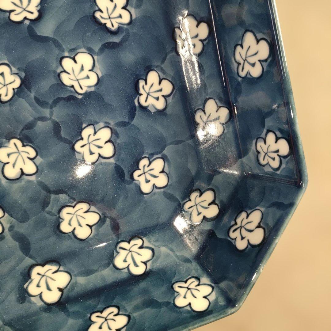 A1352-5/有田焼/源右衛門窯/染付梅地紋方皿2客/共箱/飾鉢/懐石道具/