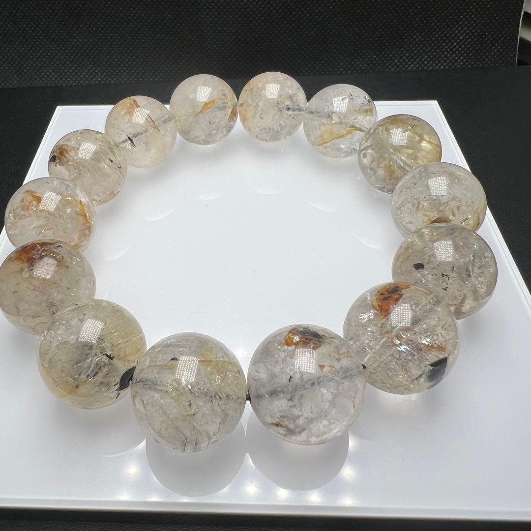 【75262】大玉 虹入り入り ハーキマーダイヤモンド 16mmブレスレット