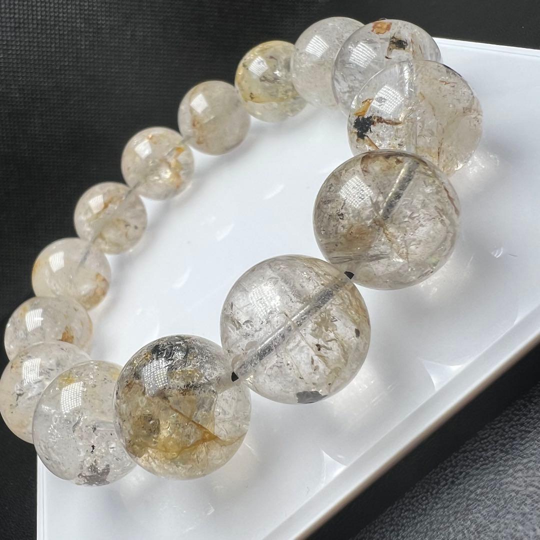 【75262】大玉 虹入り入り ハーキマーダイヤモンド 16mmブレスレット