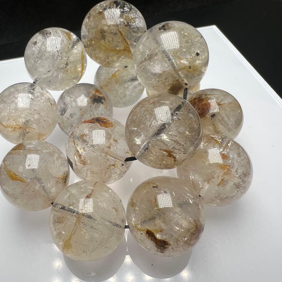 【75262】大玉 虹入り入り ハーキマーダイヤモンド 16mmブレスレット