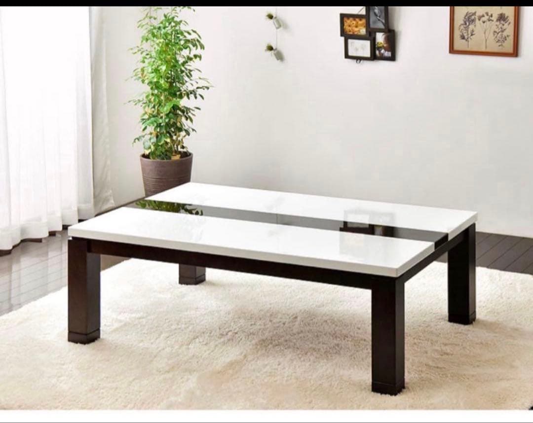 こたつテーブル ホワイトとダークブラウンのこたつ 120 × 80