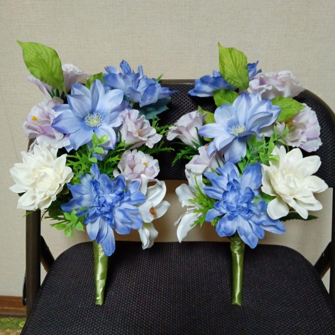 仏花　お供え花　お花のみ一対　ダリア、クレマチス、トルコキキョウ　仏壇用